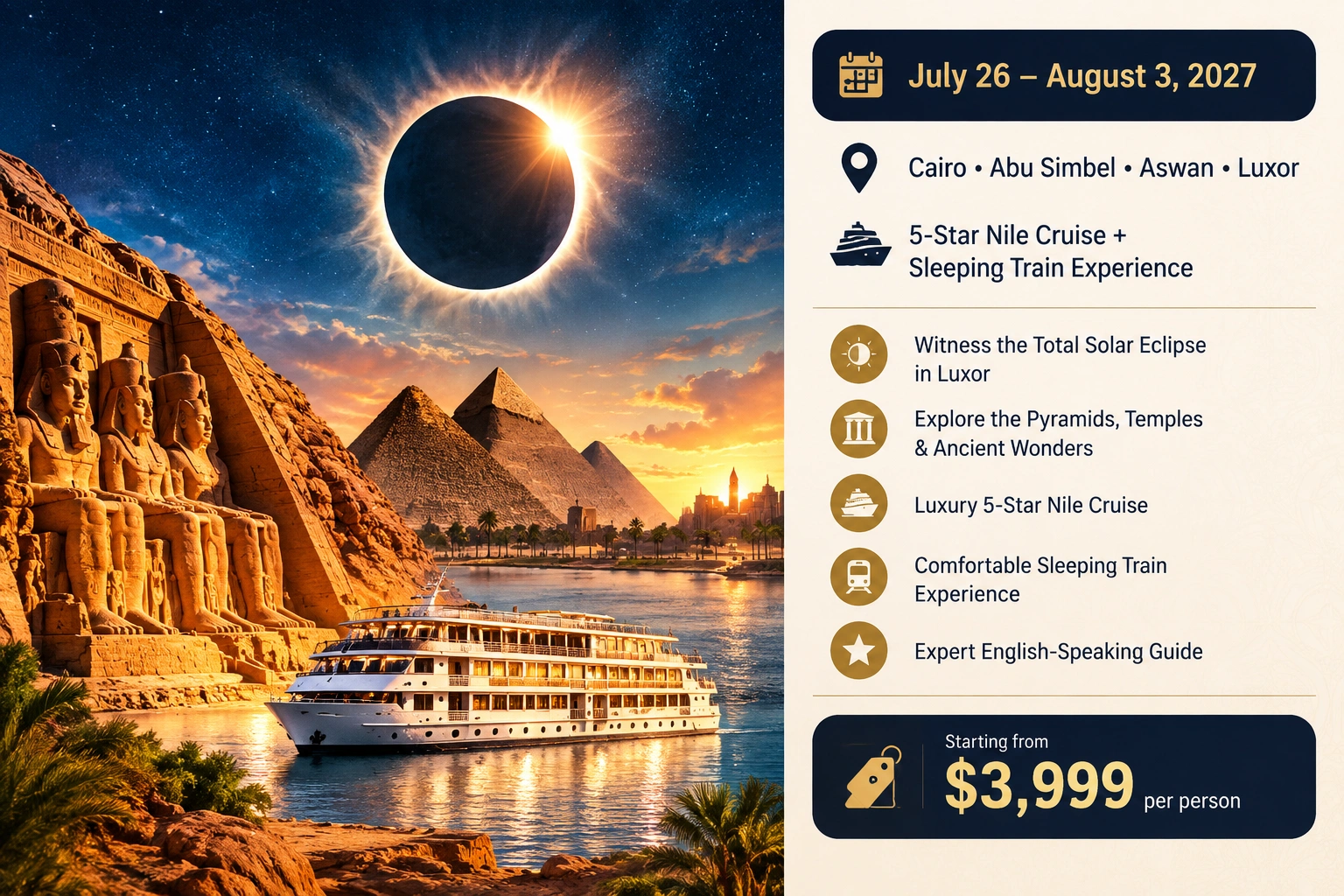 Total Solar Eclipse Tour in Egypt 2027